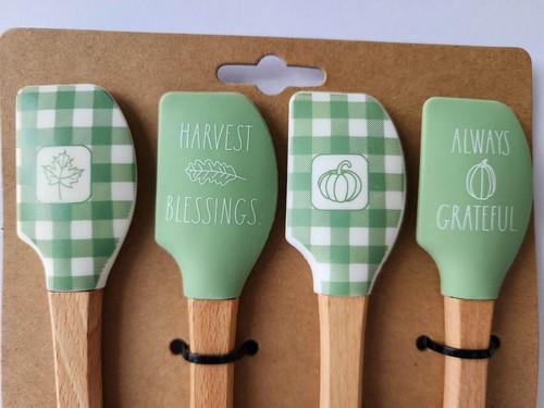 Rae Dunn Mini Silicone Spatula 4 Pc Green Harvest Autumn Fall NEW - Picture 2 of 4