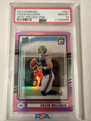 2024 Panini Donruss - Caleb Williams #327 Optic Preview Pink Prizm (RC) PSA 10