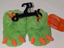 Adorable Wonder Nation Infant Boys Green Orange Monster Claw Slippers - Size 3