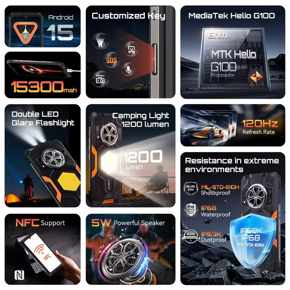 Global Cubot KingKong Power 5 Rugged Phone LED Light NFC 15300mAh 33W 64MP 120HZ - Image 3 of 4