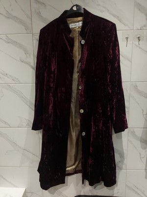 Selina Blow soft velvet long burdundy Coat jacket  Size 14 designer