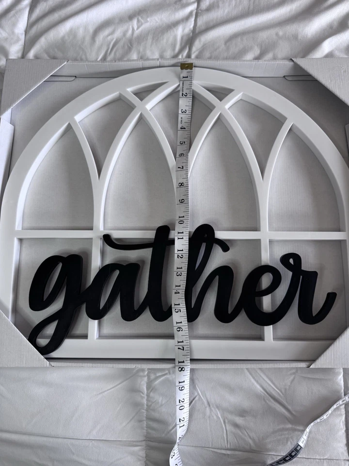 New Gather Cursive Wall Cutout Sign Wall Hanging Decor Farmhouse 17.5 X 21 Wood - Image 3 of 4