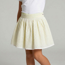 Tommy Hilfiger Girl's White with Yellow Underlay Skirt and Shorts size 7