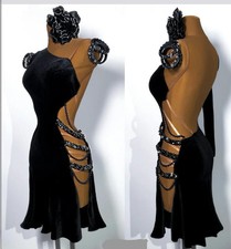 Women Professional Latin Dance Dress Custom  Competition Costume with Tassel 