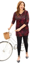 Catherines Women's Plus Size Easy Fit 3/4-Sleeve V-Neck Tunic