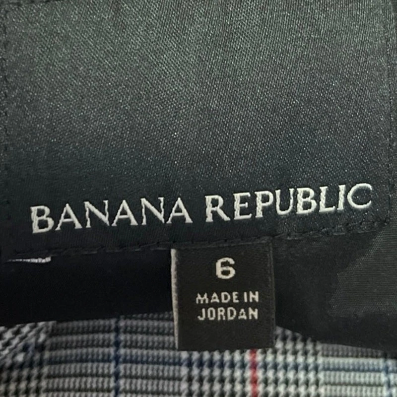 Banana Republic Gray Double Breasted Check Plaid Notch Collar Blazer Jacket Sz 6 - Image 4 of 4