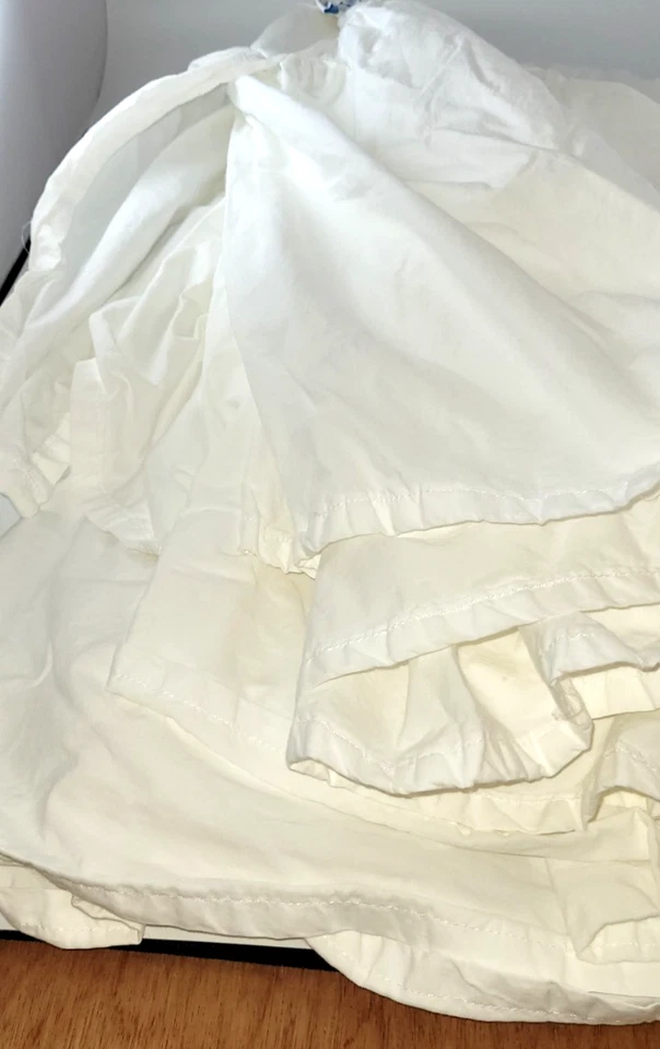 ПРОСТО ПОТЕРТЫЙ ШИКАРНЫЙ Полный Юбка для Кровати Пыль Грубая Белая 15" Капля Раздельный Угол Хлопок - Изображение 3 из 4