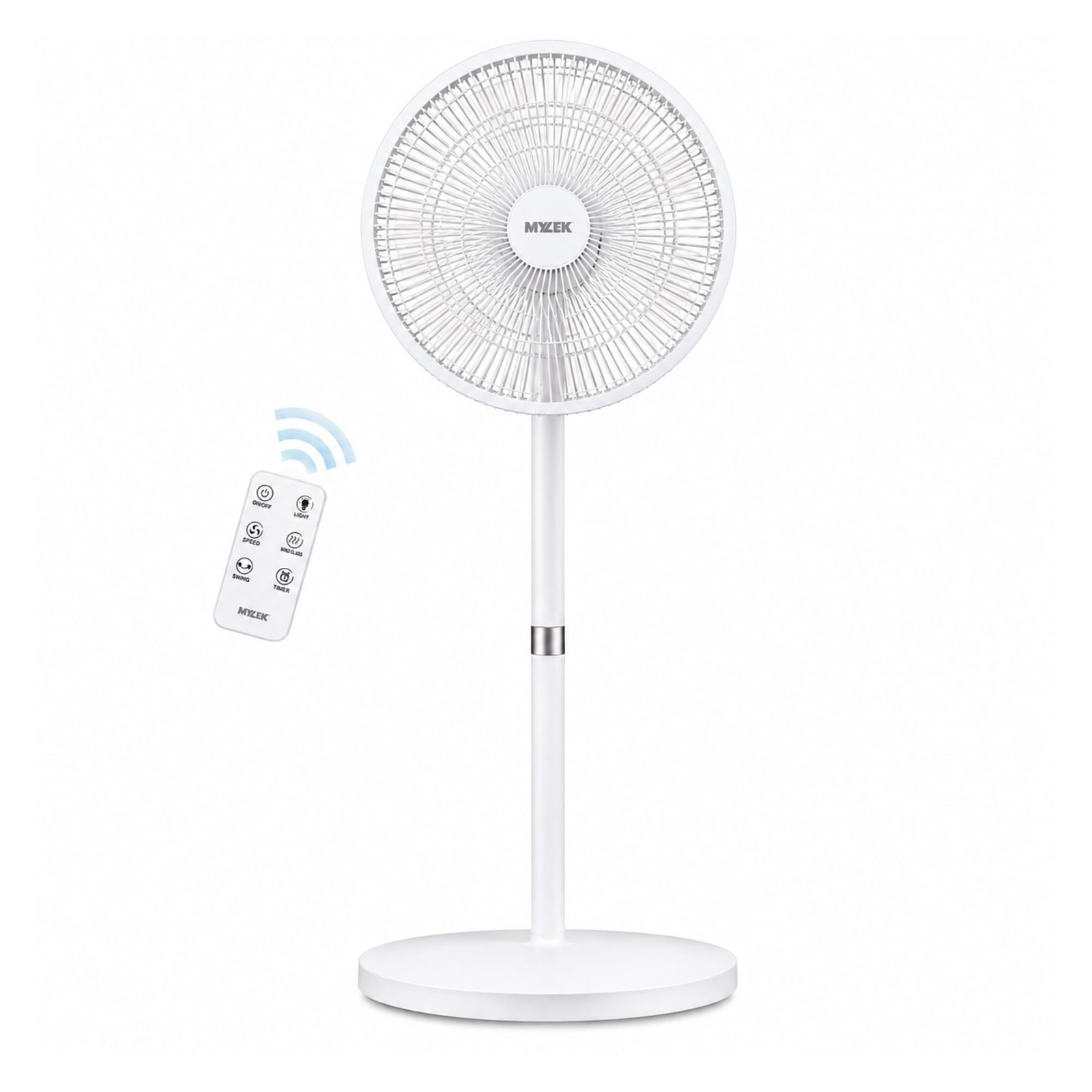 Mylek Oscillating Pedestal Fan Electric White 3 Speed Remote Countdown Timer 15""