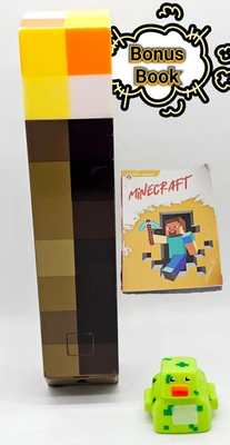 #ad MINECRAFT 11quot; Light Up Torch Lamp Creeper Squishy Toy amp; Top Brands Book LOT $28.00