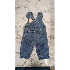 OshKosh B'Gosh Baby Girls Denim Overalls Floral Print USA Made 3/6 Months