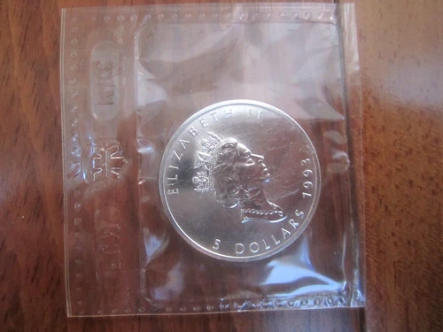1 oz Silver Maple Leaf .9999 Pure 1993 Canada $5 SML  Original  RCM sealed