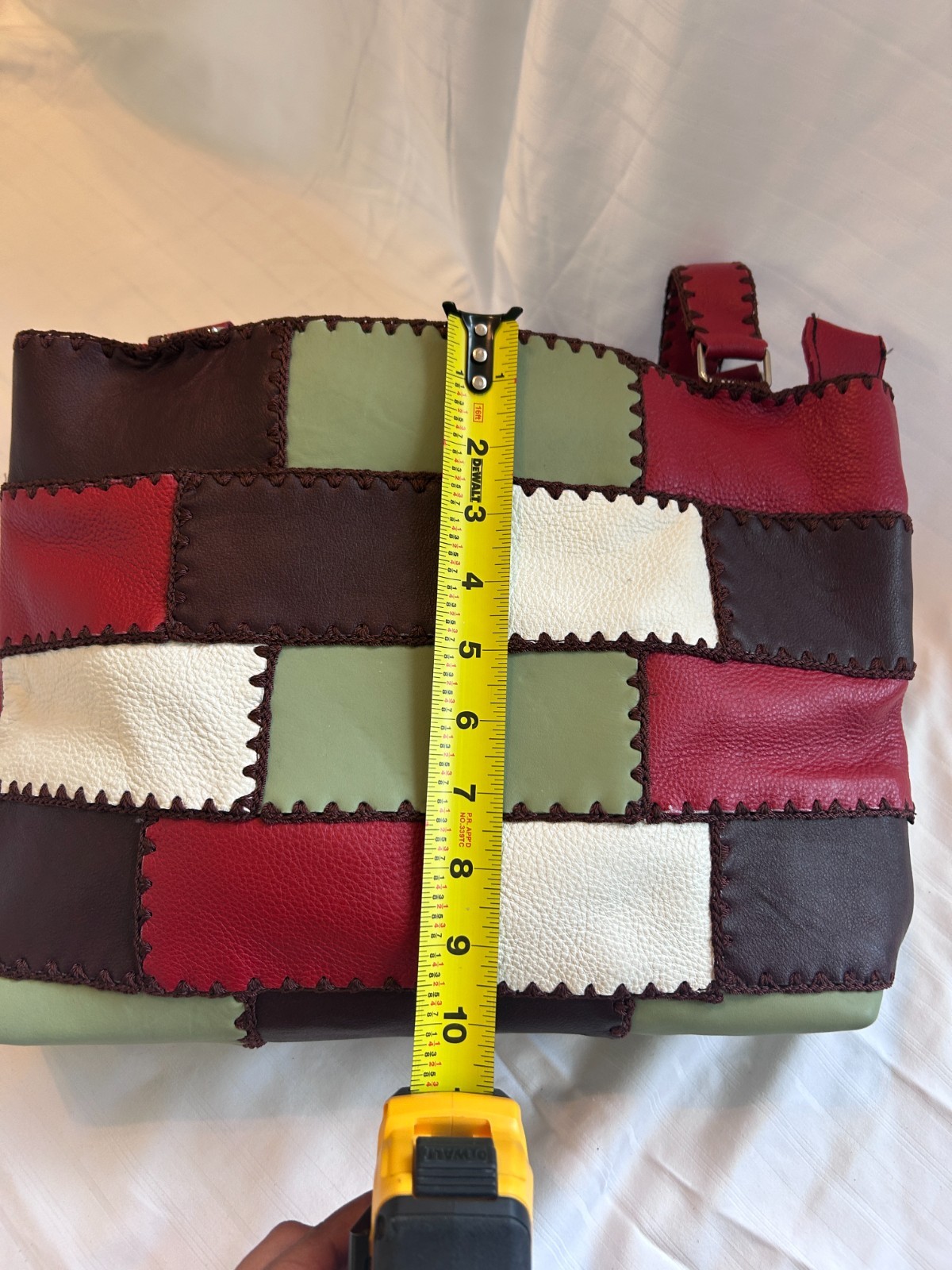 Handmade Leather Patchwork Shoulder Bag - image 9