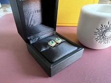 Emerald And Diamond Halo Yellow Gold Stud Earrings (Lab Created)