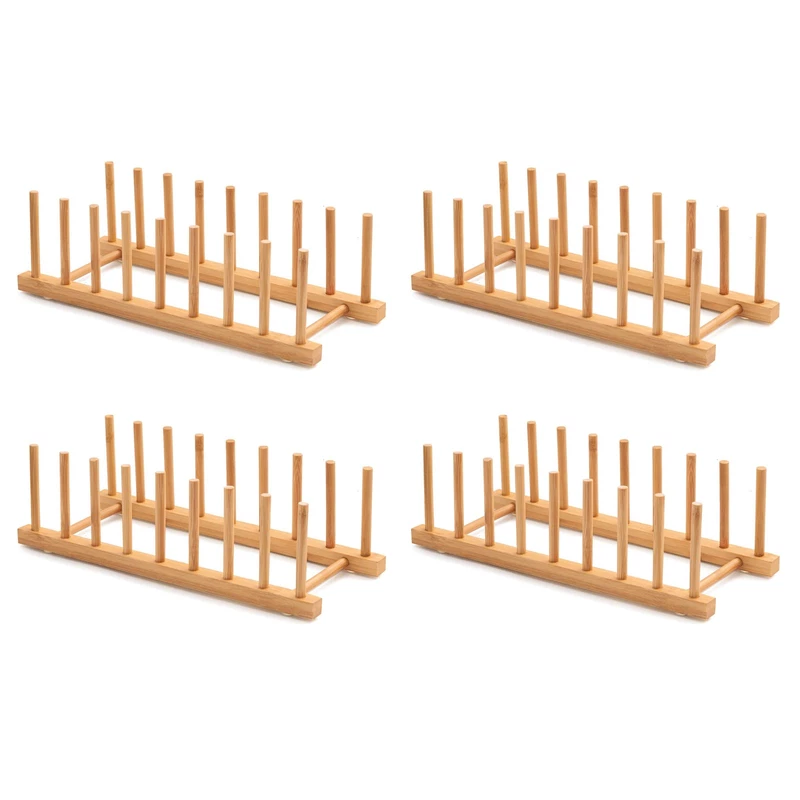 Bamboo Dish Drying Rack Kitchen Counter Cabinet Organizer