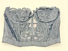 LADY MARLENE Midcentury Vintage Black Corset Sheer Mesh Floral lace Size 36D