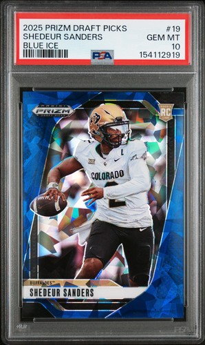 2025 PANINI PRIZM DRAFT PICKS BLUE ICE #19 SHEDEUR SANDERS 19/149 PSA 10