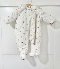 First Size Matalan White Rose Gold Bow Snowsuit