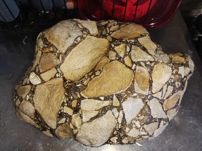 Natural Breccia Conglomerate Rock   Unique Mosaic Stone Specimen, Decorative / C