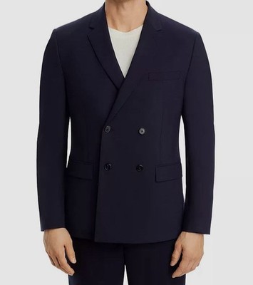 Theory Men's Blue Morton Double Breasted New Tailor Jacket Blazer Size 38R