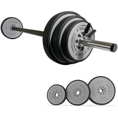 Hantelset 20kg mit Langhantel, Federverschlüsse, Kunststoffscheiben, Fitness