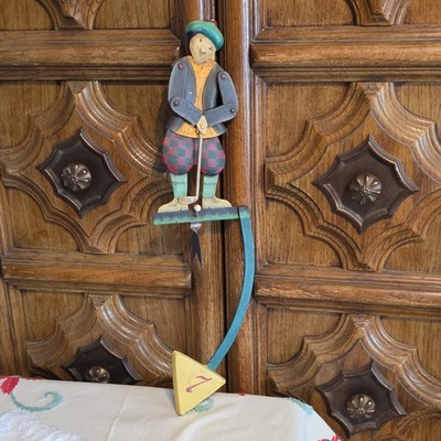 Vintage Sky Hook Metal 22'' Tall Golfer ~ Collectible Balance Toy on Pendulum