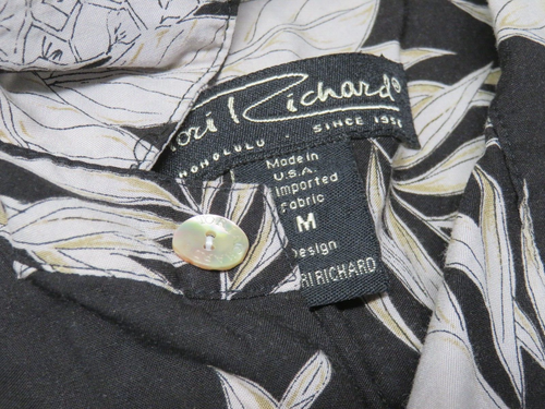 Mens Tori Richard Button Front Shirt Black Gray Size M Viscose Made in USA - Picture 8 of 9