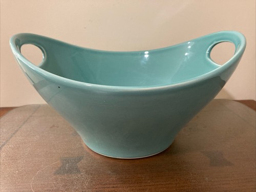 Matceramica Portugal - Large Turquoise Teal Serving Bowl Integrated Handles
