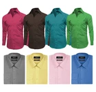 Omega Italy Men's Slim Fit Classic Button Up Long Sleeve Solid Color Dress Shirt