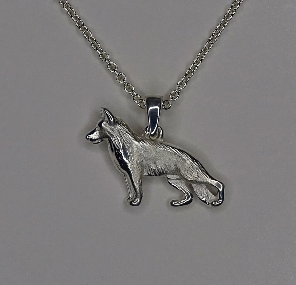 Sterling silver top german shepherd necklace