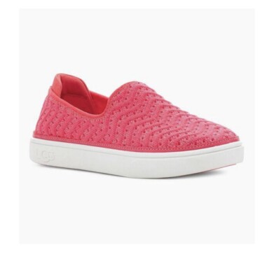 UGG Women s Kids Caplan Slip On Knit Strawberry Sneakers Size K 4 W 6 NEW