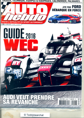 AUTO HEBDO GUIDE ENDURANCE WEC 2016 EQUIPES PILOTES PALMARES 04 2016 NEW ©TBC - 第 1/1 張圖片