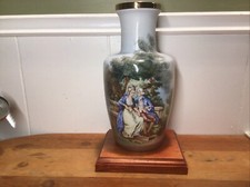 VTG.Porcelain Urn/Vase,Sanbo Porcelanas,Spain,Hand Painted, Baroque Scene,Signed