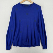 GREYSON Sweater Mens L 100 Merino Wool Golf Crewneck Wolf Pullover Jumper Blue