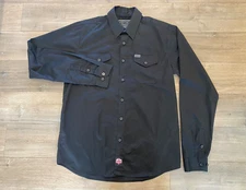 Dixxon Flannel Workforce Mens Large Tall Black Workwear Long Sleeve Button Shirt