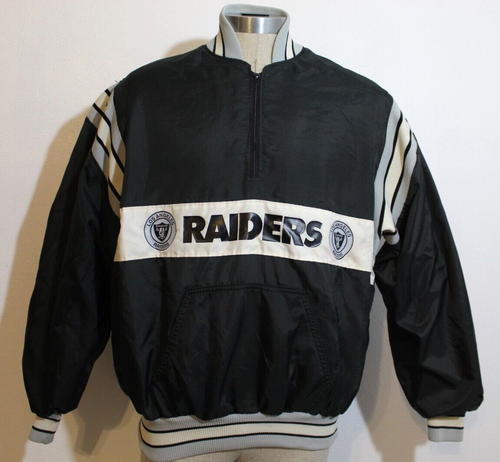 Vtg LOS ANGELES RAIDERS Lined Pullover DE LONG Size XL Windbreaker Jacket USA