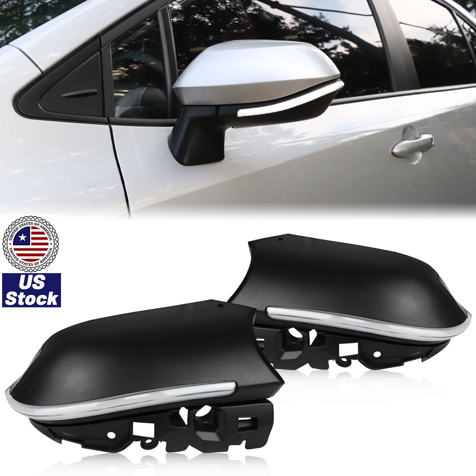 For Toyota Corolla 2019-2022 LED Side Mirror Marker Light DRL Amber Turn Signal