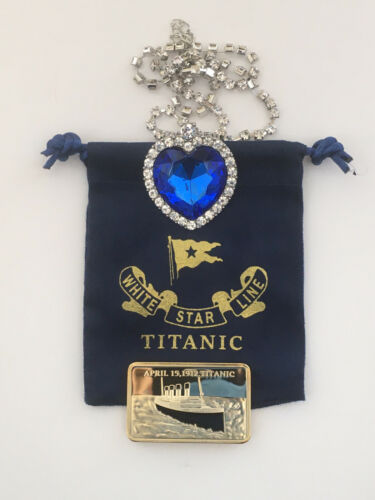 Collar Titanic Falsa Barra de Oro RMS White Star Line Collar Corazón del Océano - Imagen 1 de 8