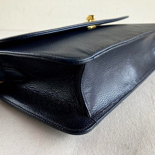 Auth Coach Madison Royalton Bag Navy Full Grain Leather From Japan - Picture 12 of 17