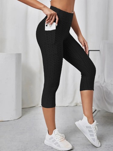 Women's mid-length anti-cellulite leggings with pocket, Slimming, Fitness, Yoga - Picture 7 of 9