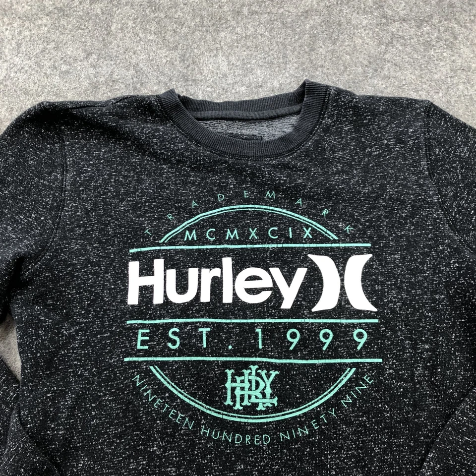 Sudadera Hurley Mujer Mediana Gris Azul Jaspeado Pullover Logo * Foto 4 de 4
