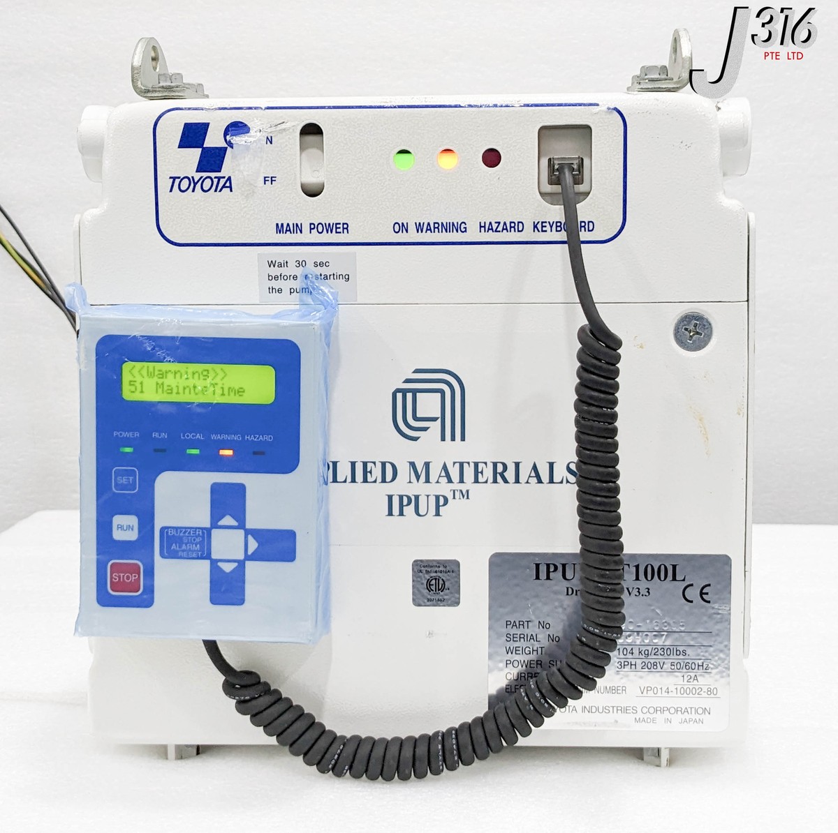 Pric  34485 APPLIED MATERIALS TOYOTA IPUP T100L DRY VACUUM PUMP 0190