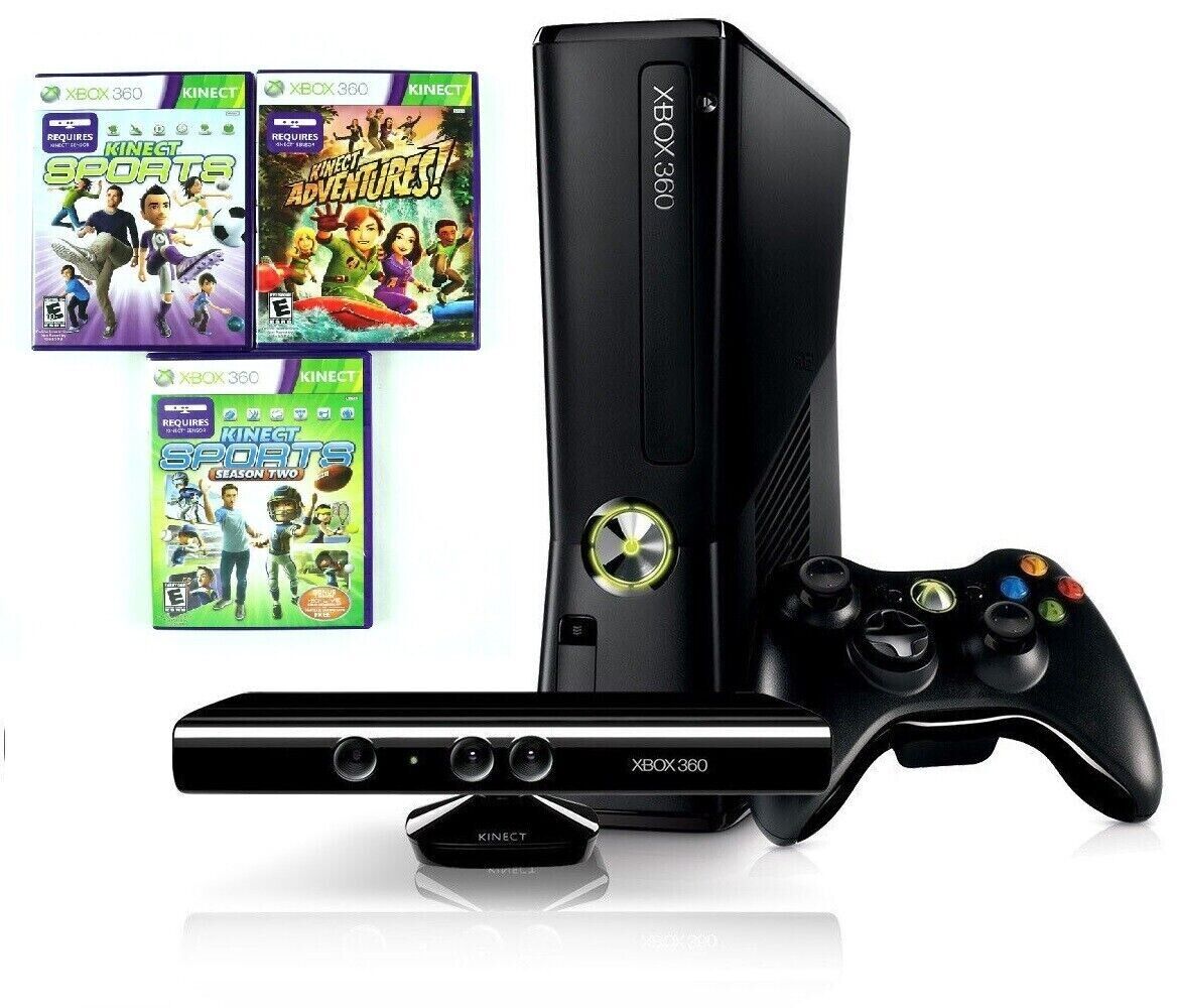 Console Xbox 360 Slim 4GB Destravado (inclui Kinect) - Sebo dos Games - 10  anos!