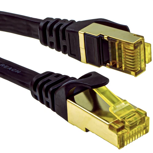 FLAT CAT7 FTP Shielded 600MHz 10Gbps Ethernet LAN High Speed Cable RJ45 Lot GOLD