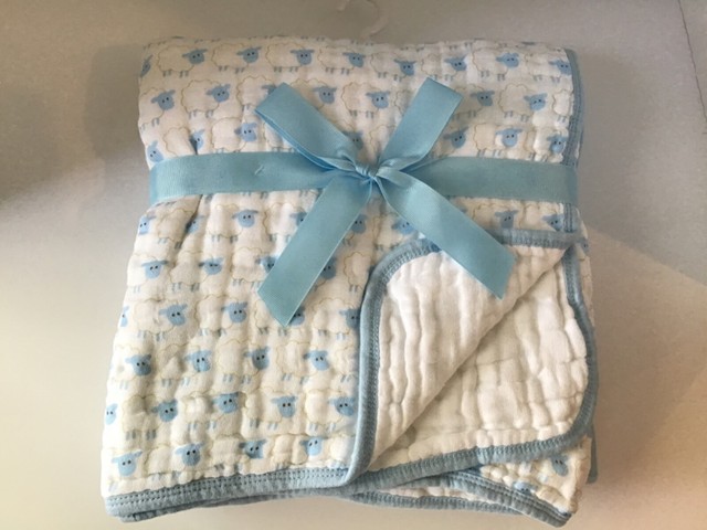 blue muslin swaddle