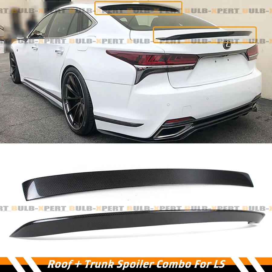 FOR 2018-21 LEXUS LS500 LS500H VIP STYLE CARBON FIBER ROOF + TRUNK SPOILER COMBO - Image 2 of 4