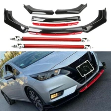 Front Bumper Lip Body Kit Splitter Spoiler Glossy Black Red For Nissan Ver