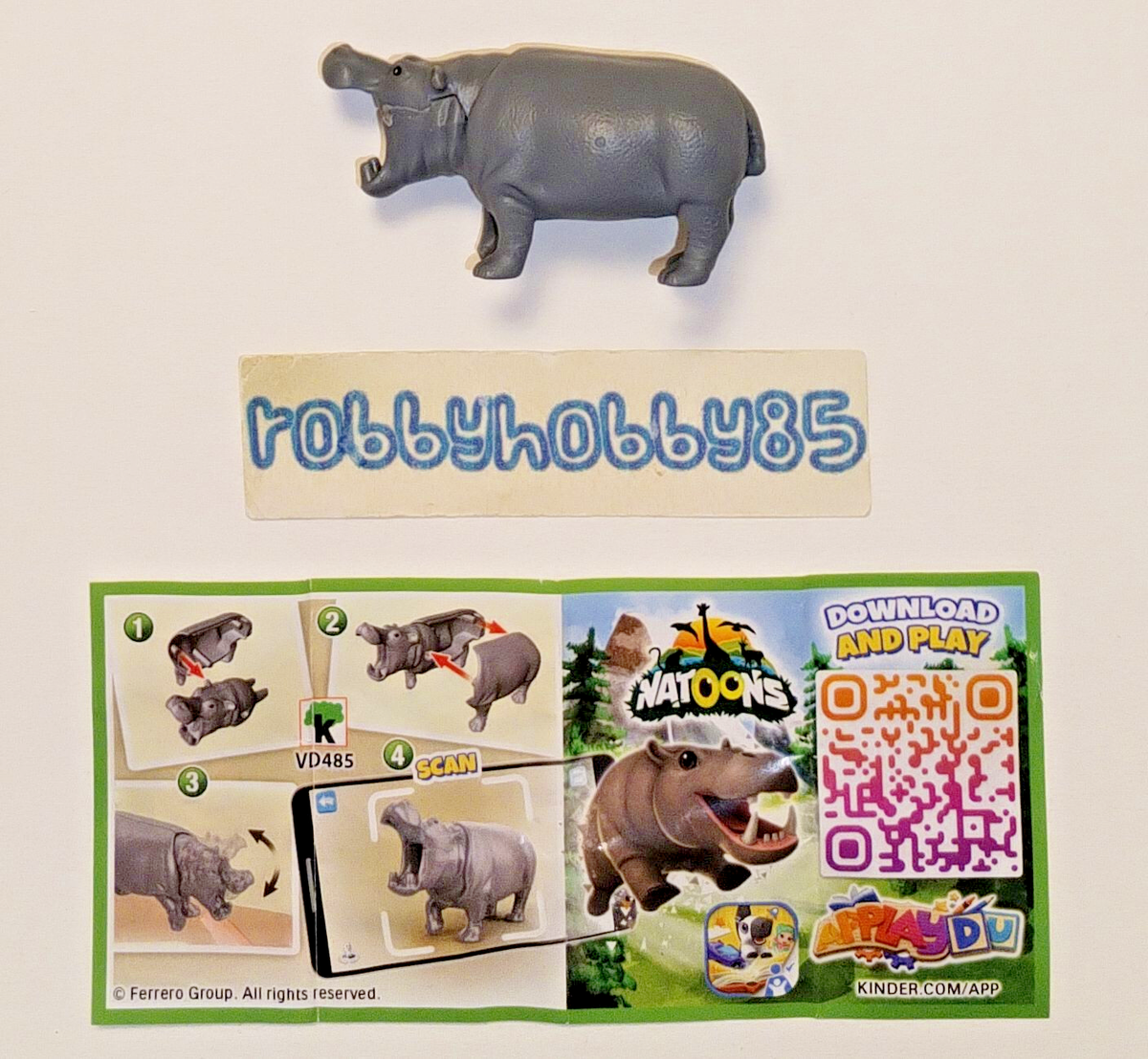 VD485 Hippopotamus Variant + Paper/BPZ Kinder Surprise Italy