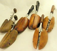 Lot/3 Pair Vintage Wood Shoe Trees Vintage Adjustable Shoe Keepers Stretchers