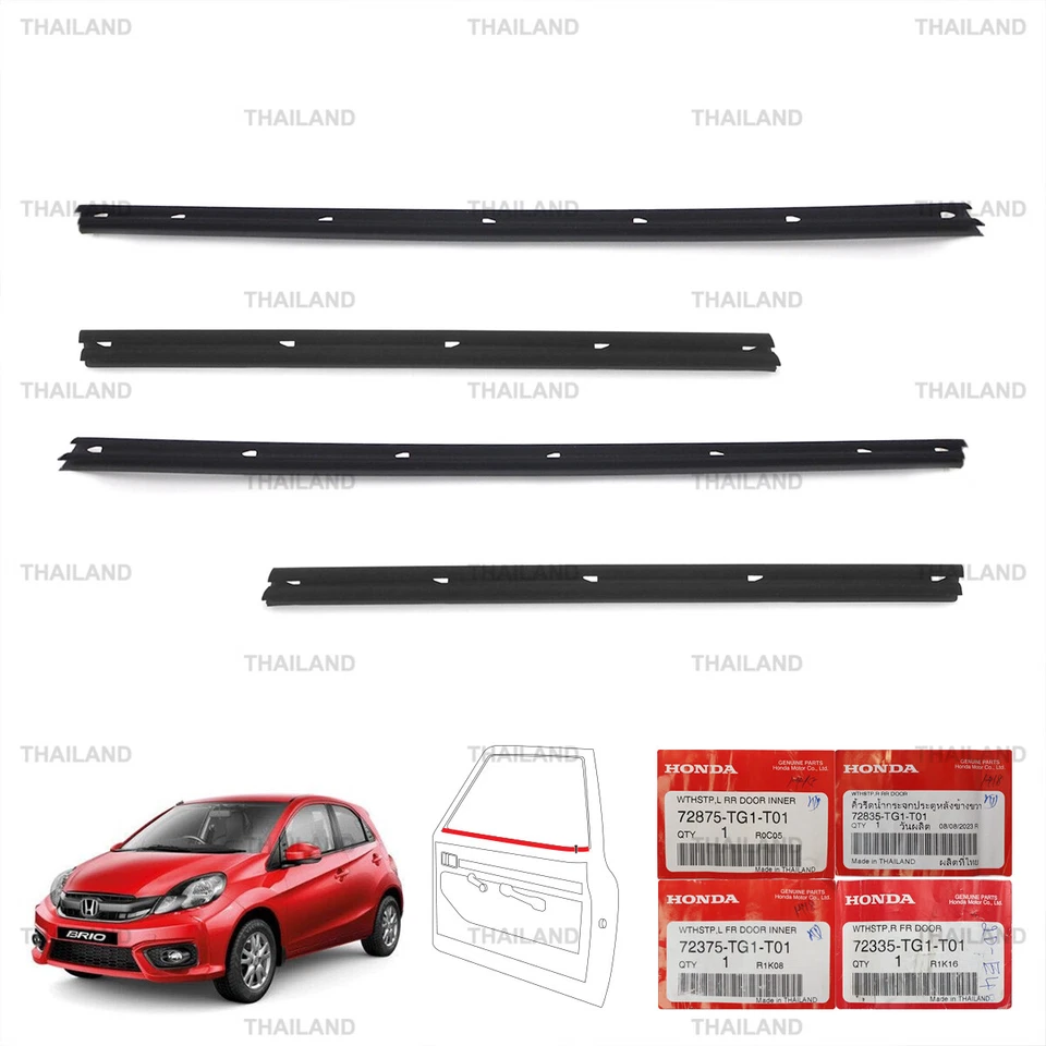 Fits Honda Brio 5 Dr Hatchback 2011 - 18 Set 4Dr Inner Weatherstrip Door Belt - Image 3 of 4
