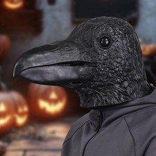 Masque corbeau d'Halloween en latex décoratif intégral pour déguisement